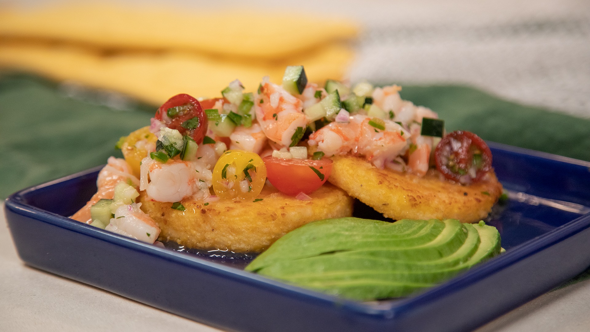 Fried Grit Cakes Topped with Quick Shrimp Ceviche Tastemade