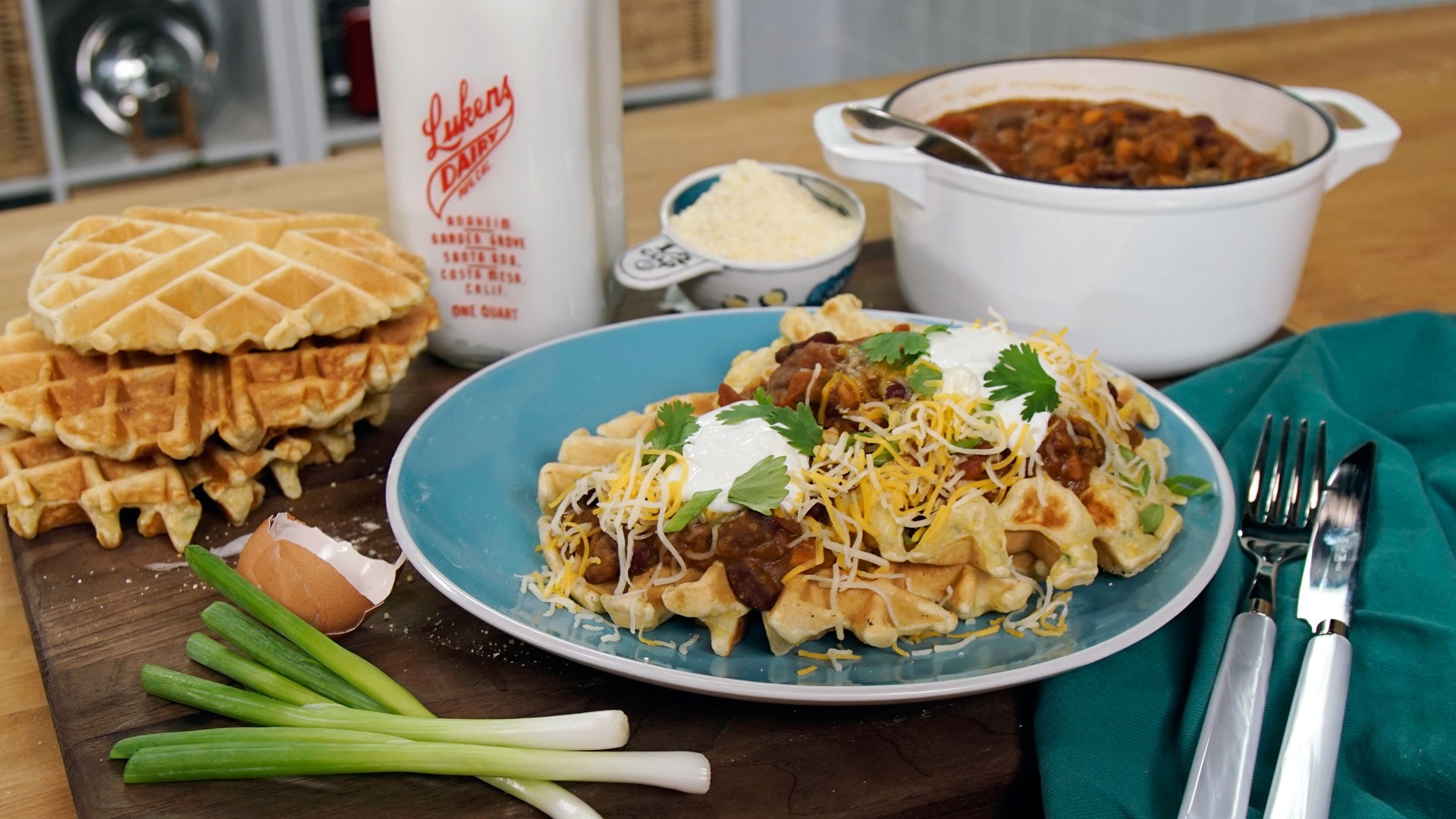 Cornbread Waffle with Chili Tastemade
