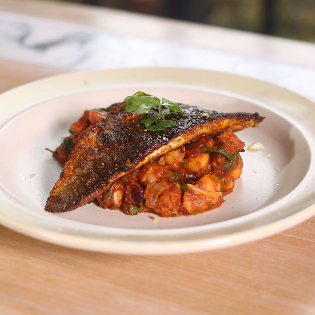Roasted Sea Bass with White Beans and Chorizo Tastemade