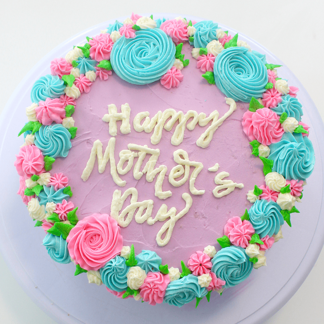 Mother's Day Cake Idea: Peacock Color Flowers Buttercream Cake 💙💚💜🤍💛 :  r/Cakes