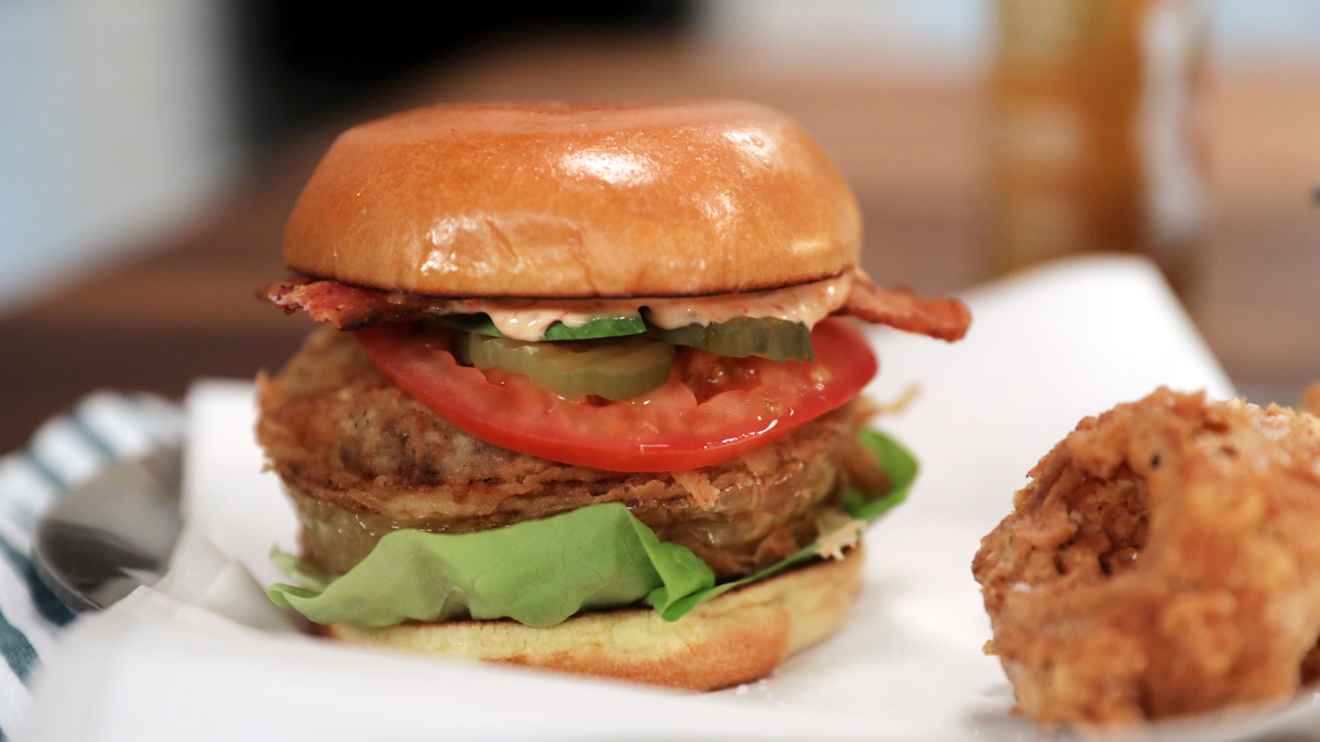 Stuffed Onion Ring Burger | Tastemade