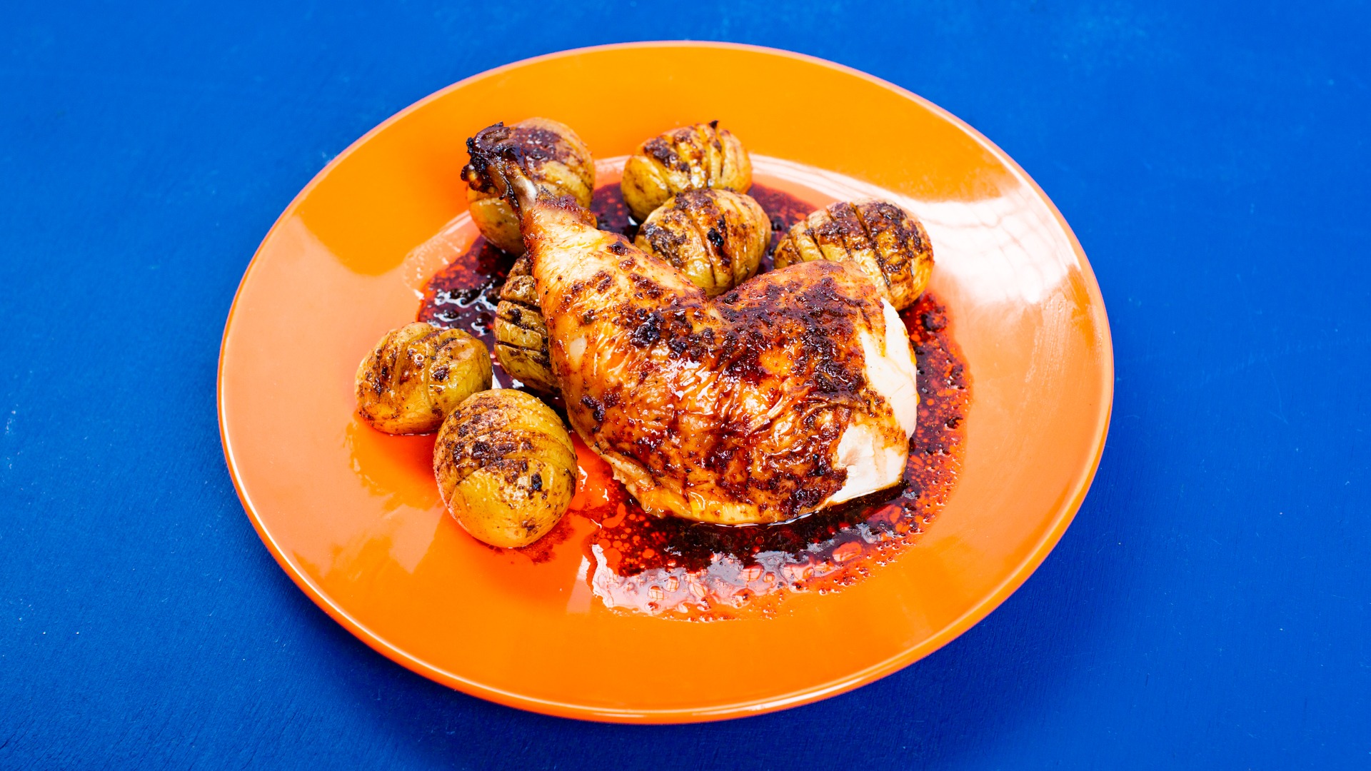 Beer Can Chicken with Hasselback Potatoes