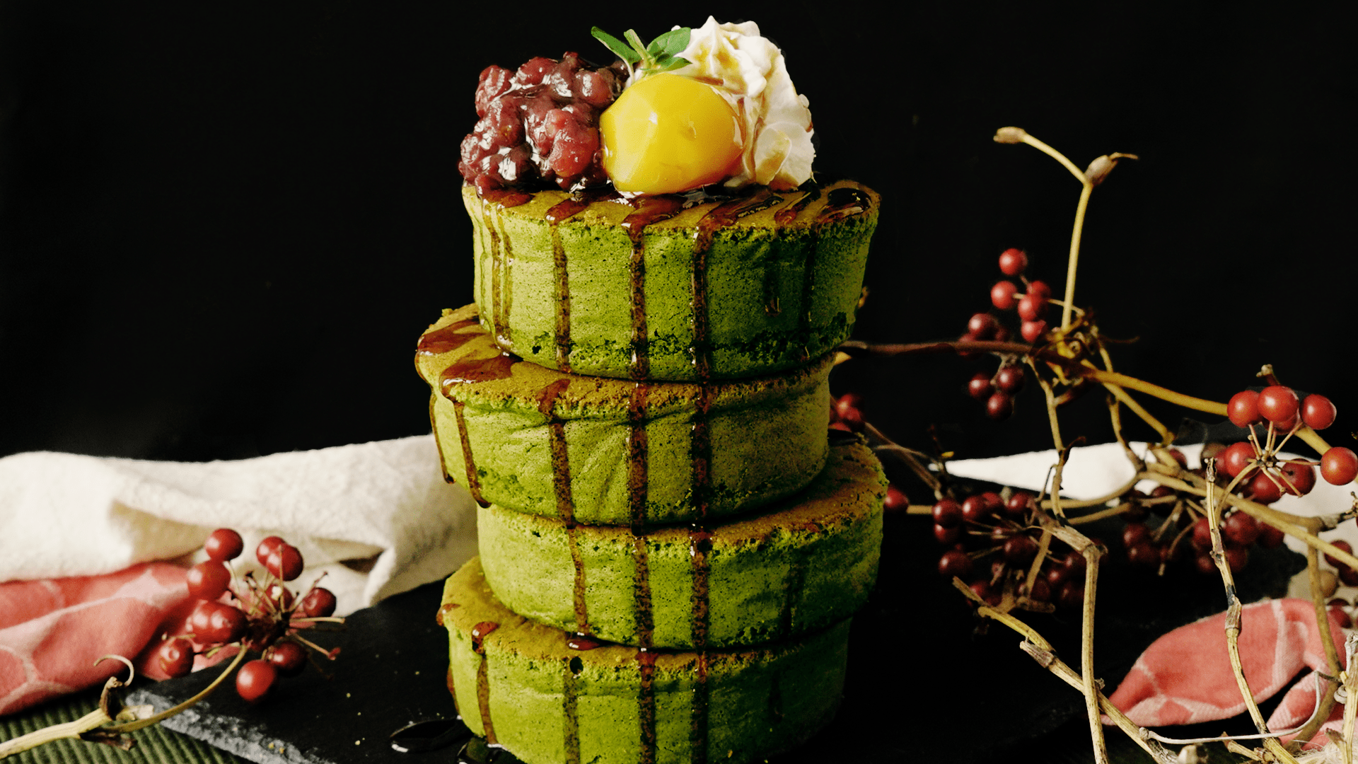 Thick Matcha Pancakes