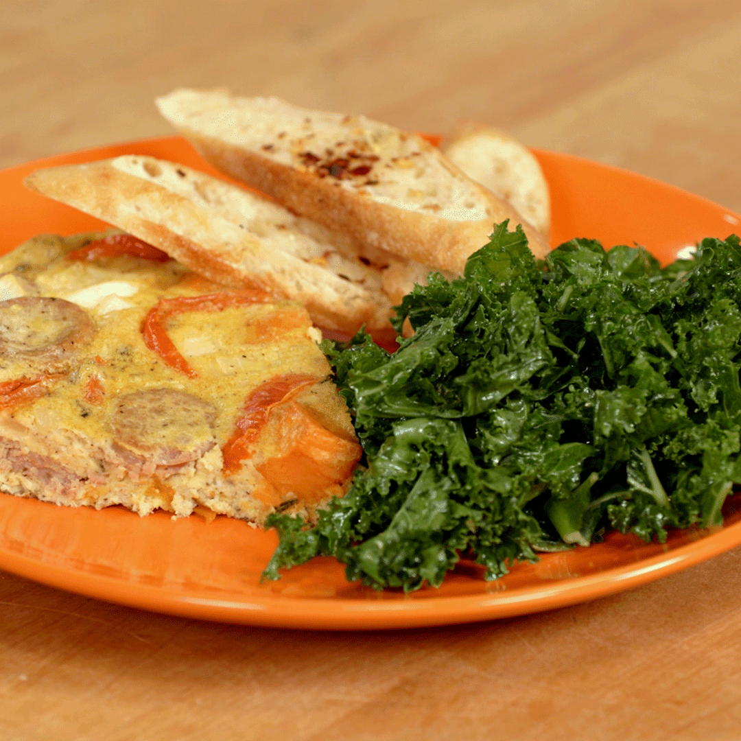 Sweet Potato & Sausage Frittata With Spicy Toast | Tastemade