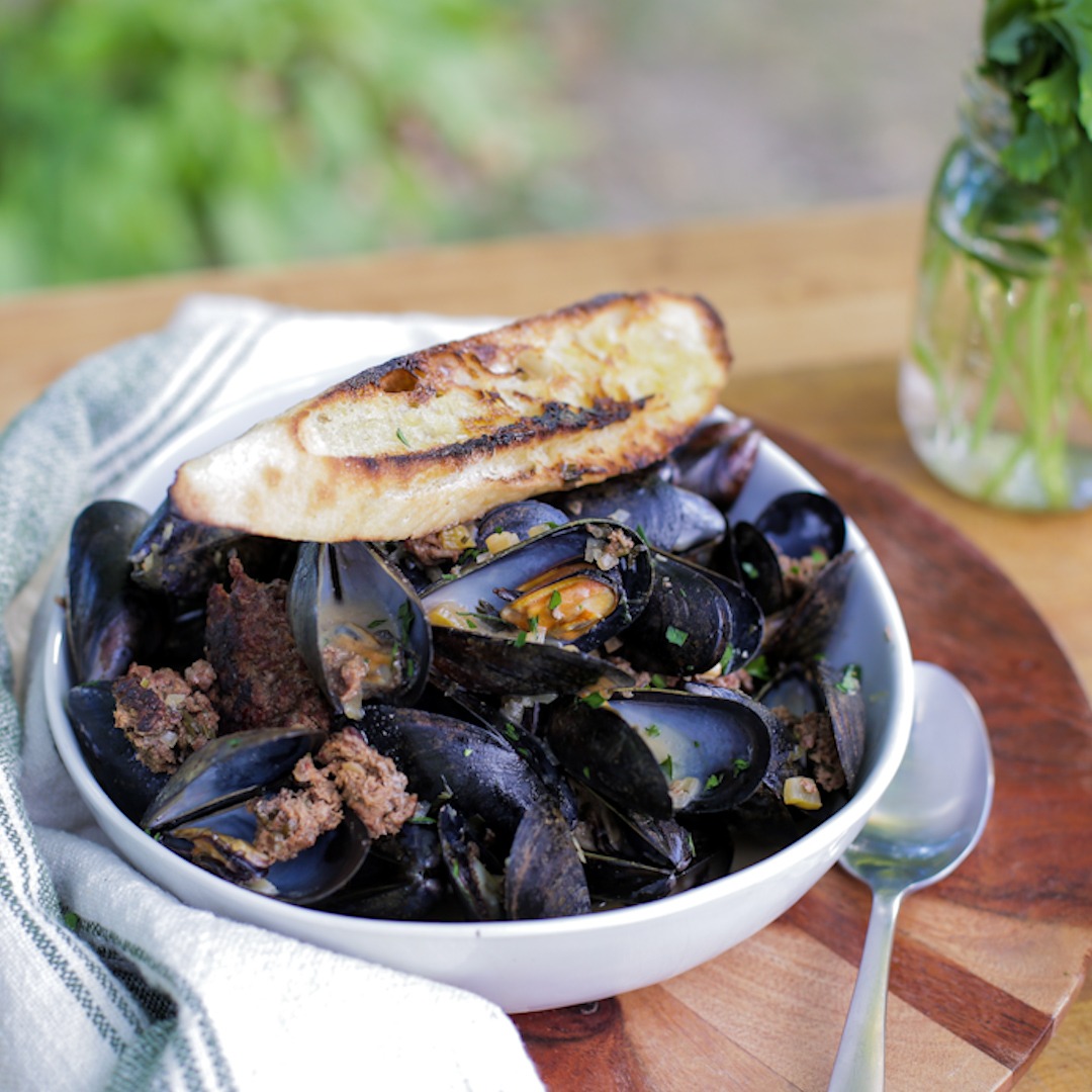 Wild Boar Chorizo with Mussels and Preserved Lemon | Tastemade
