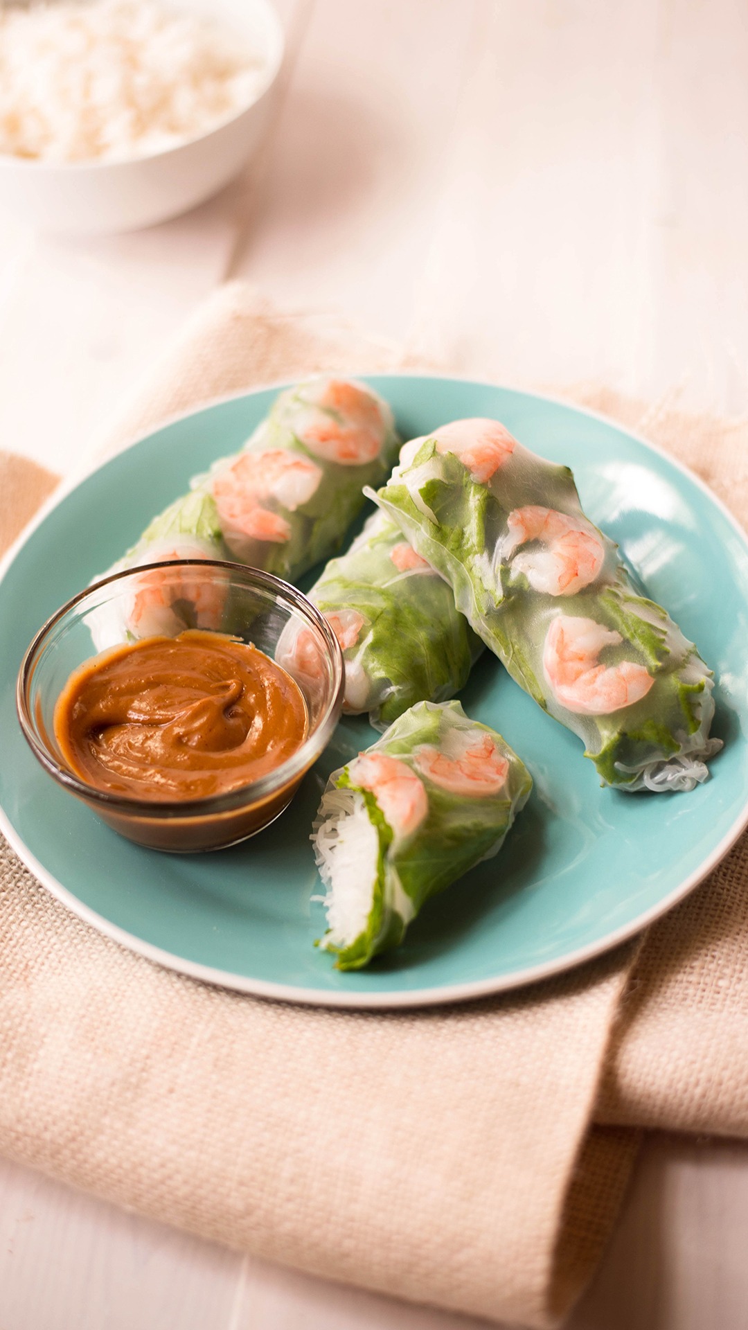 Shrimp Spring Rolls with Peanut Sauce - Eating Bird Food