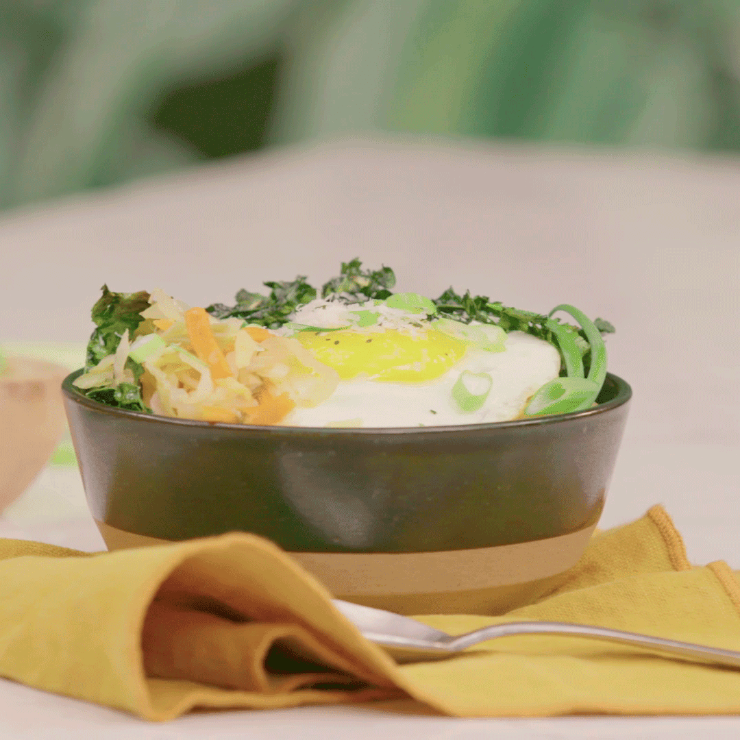 Savory Oatmeal with Garlicky Kale and Kimchi Tastemade