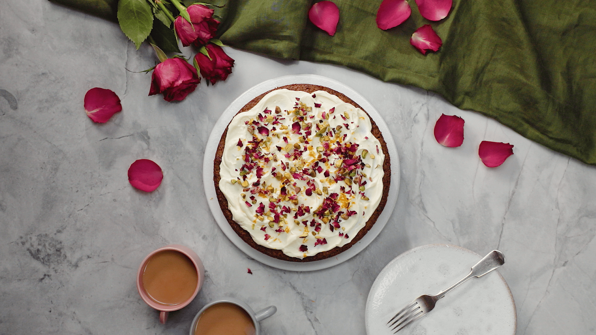 Beela Bakes: Pistachio Layer Cake with Rose Mascarpone Frosting & 1 Year  Blogiversary!