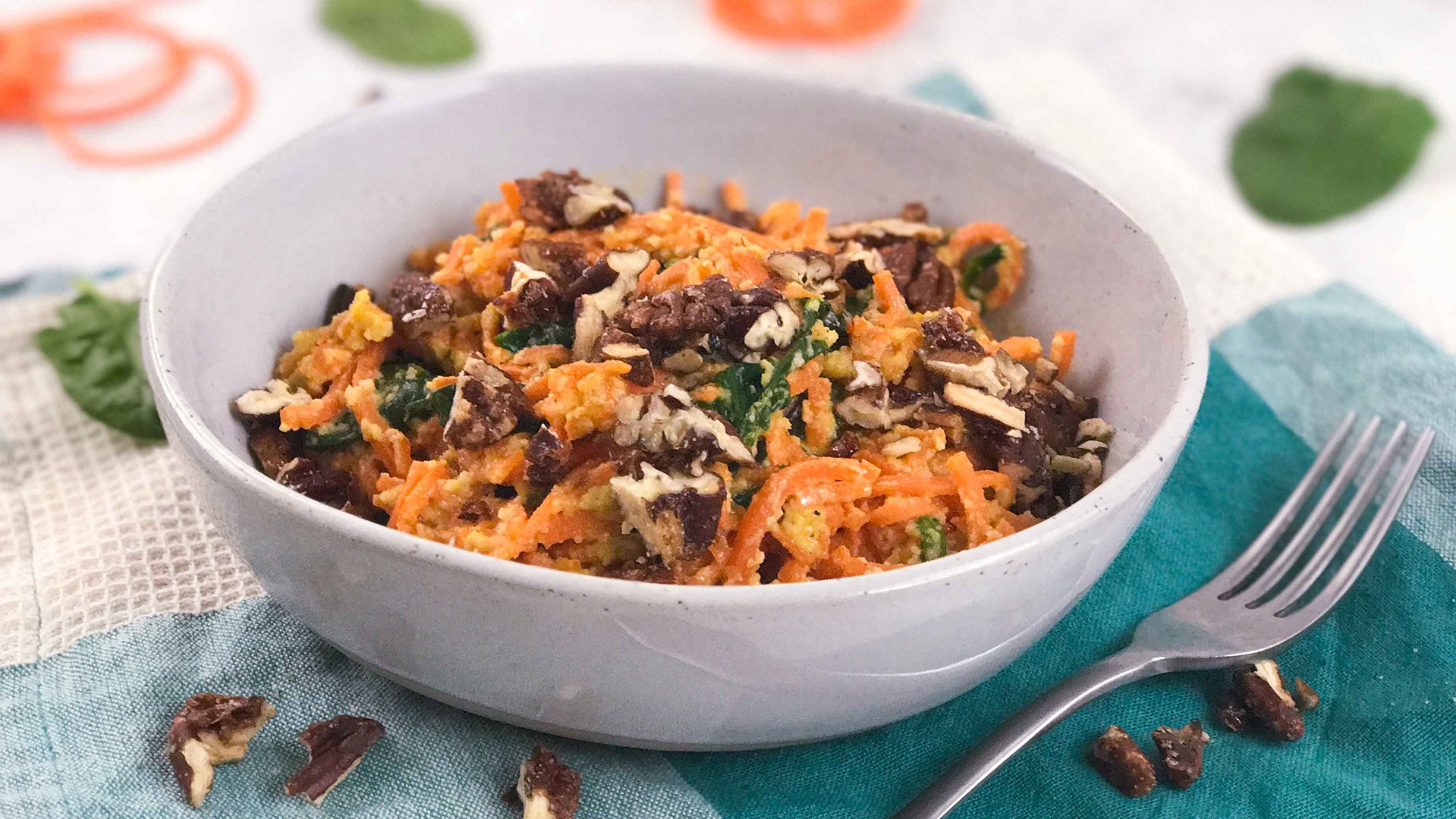 Spiralized Sweet Potato Noodles with Cashew Sauce