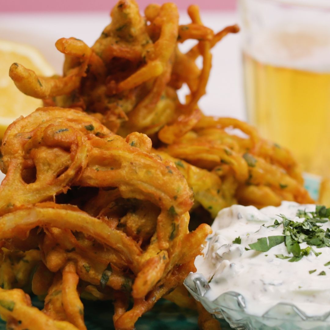 Beer Battered Onion Bhaji With Coconut Raita Tastemade