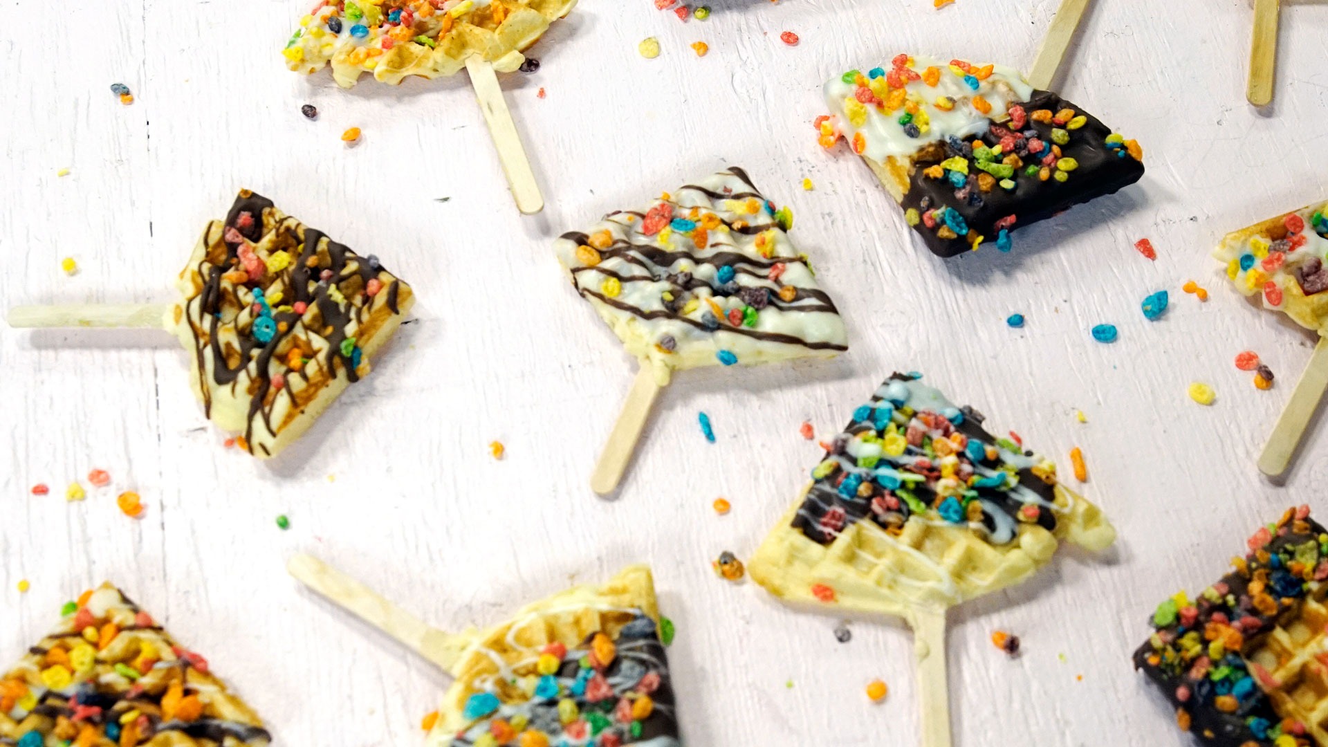 Mini Waffle Pops with Candy Sprinkles Recipe