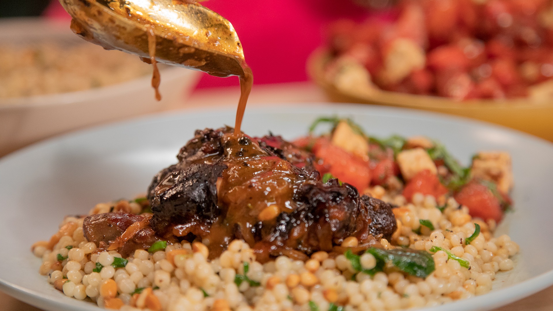 Apple Cider Braised Lamb Shank, Lemon Spinach Israeli Couscous ...