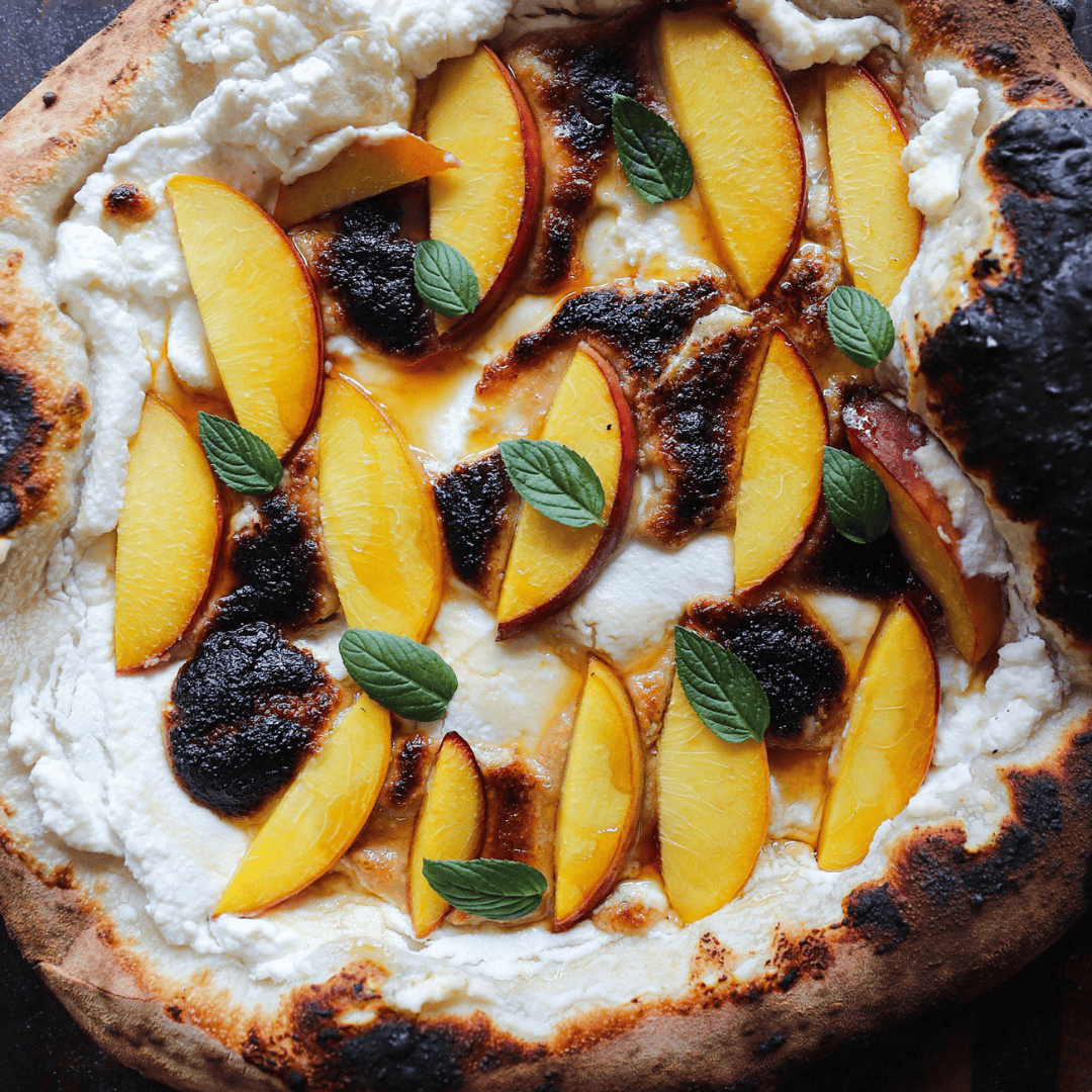 Sweetened Ricotta, Peaches, and Pine Nut Butter Pizza | Tastemade