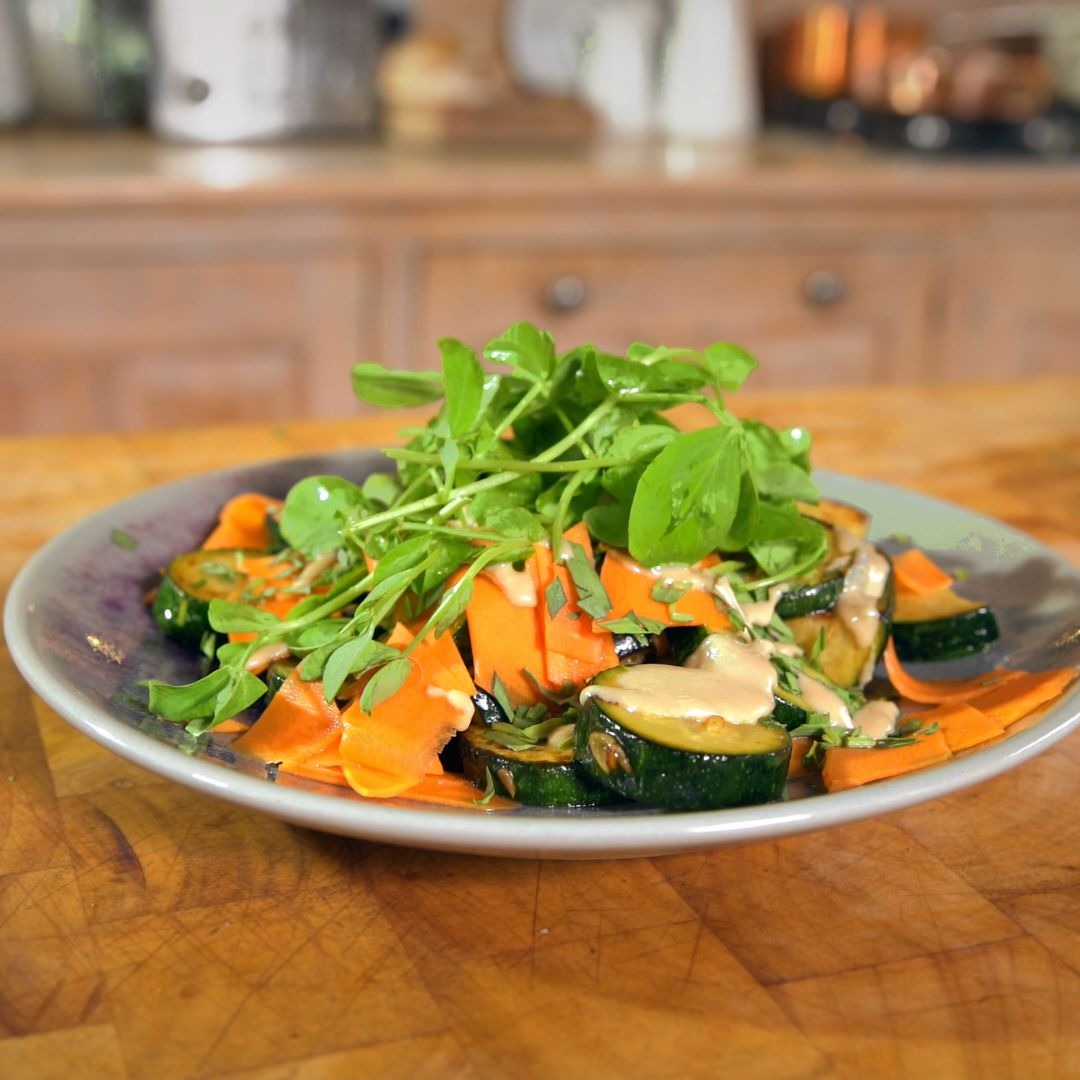 Summer Squash with Pickled Carrot, Tarragon & Tahini Tastemade