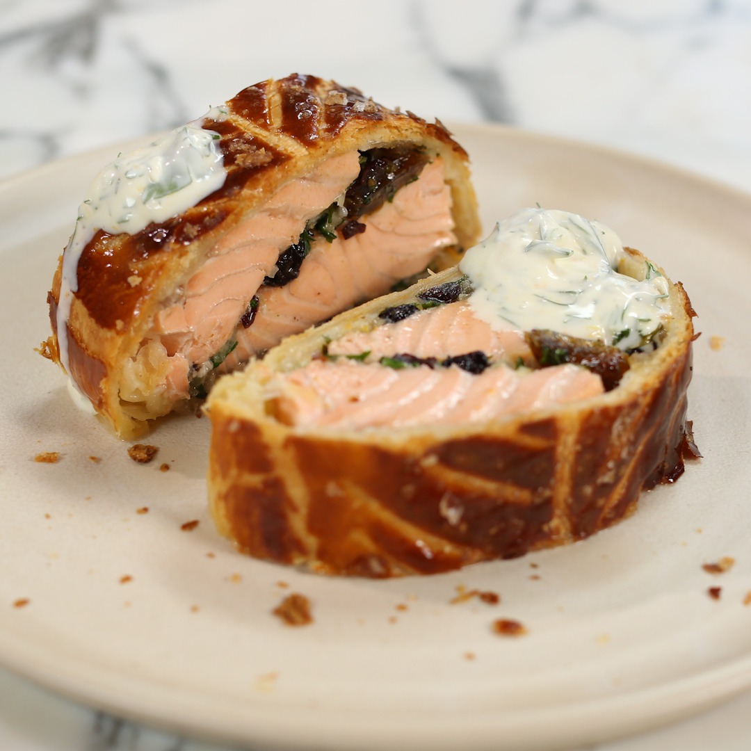 Salmon en Croute with Stem Ginger and Raisins Tastemade