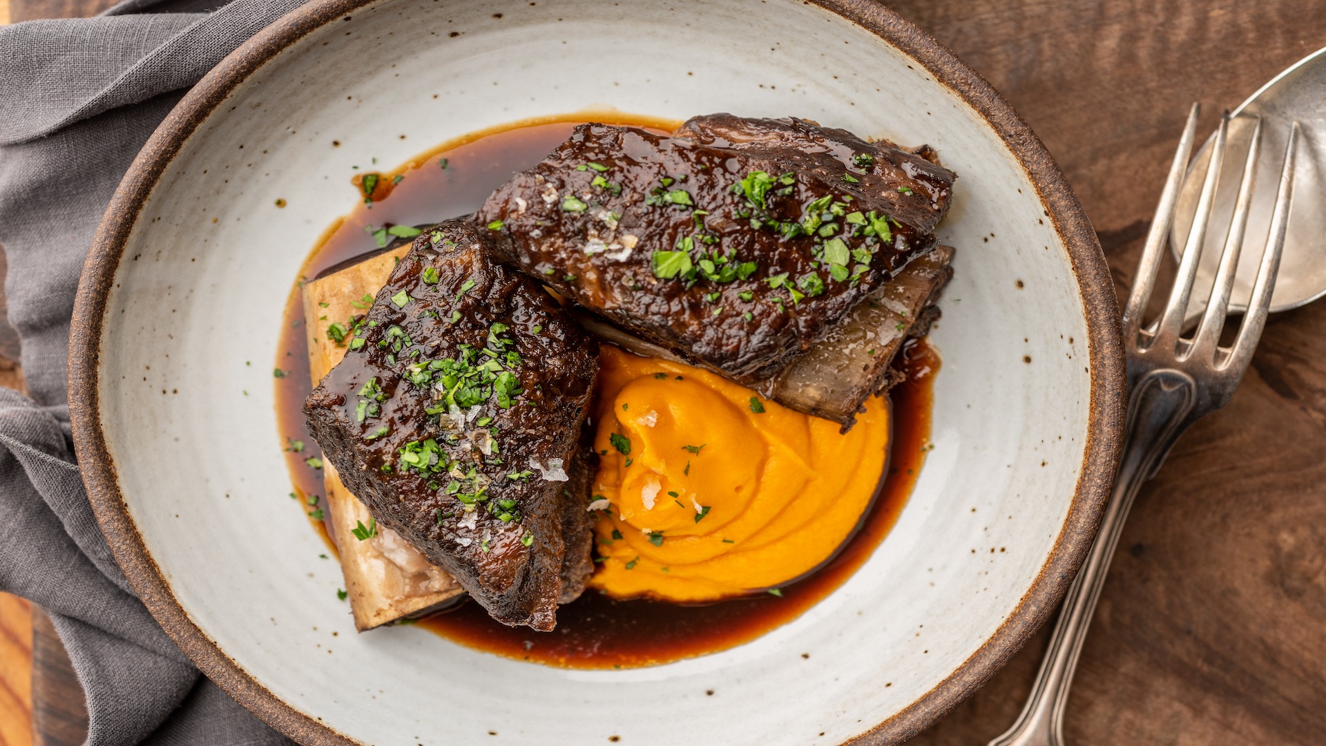 Wine-Braised Short Ribs with Carrot Puree-image