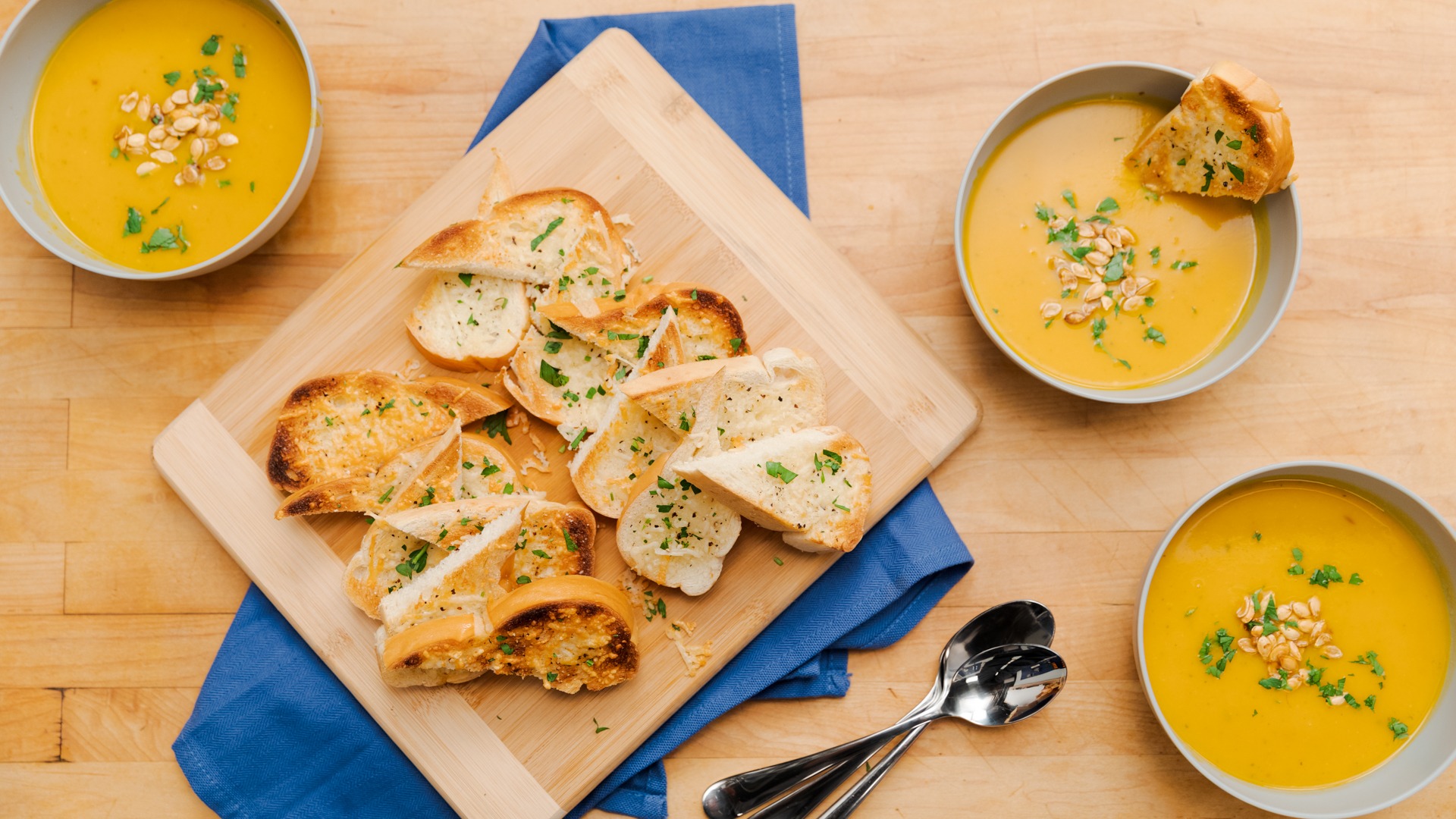 Butternut Squash Soup with Cheesy Toast Points Tastemade