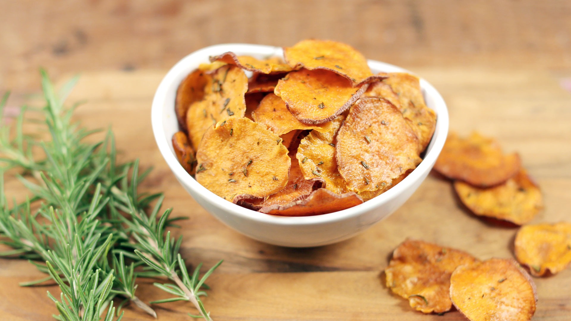 No-Fry Sweet Potato Rosemary Crisps | Tastemade