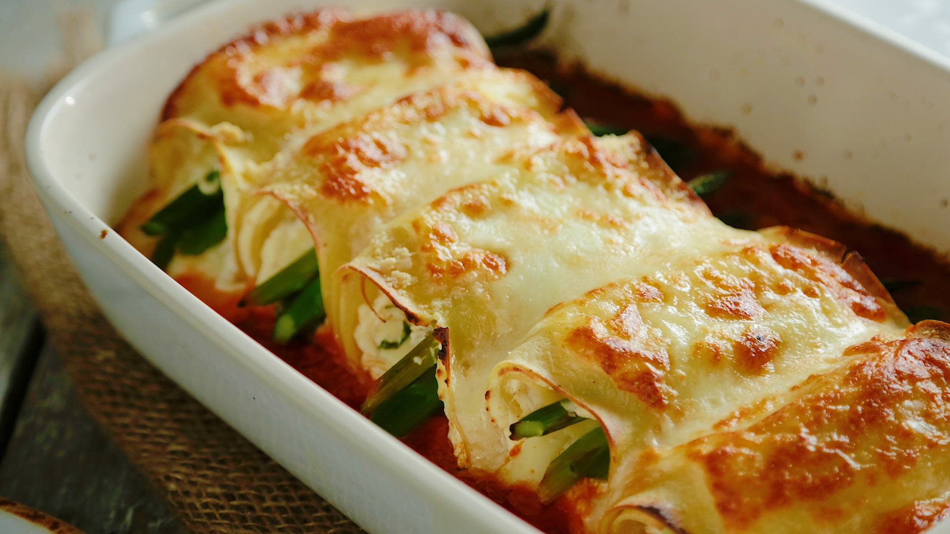Asparagus Chicken Lasagna Rolls Tastemade