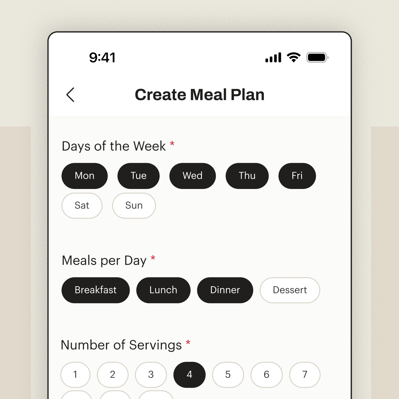 Create your meal plan.